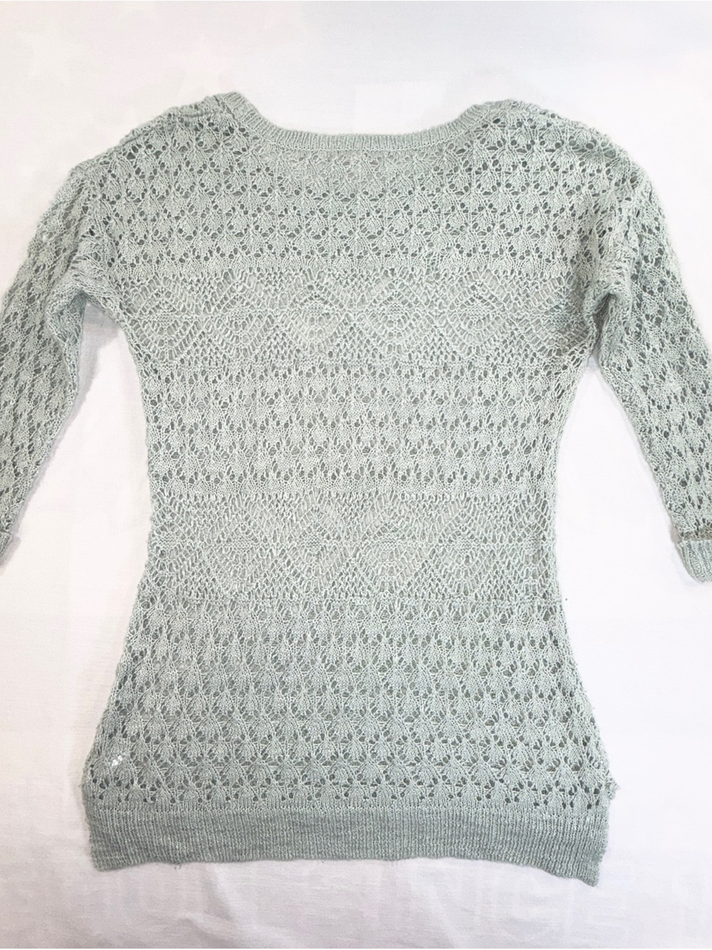 Pink Rose Mint Open-Knit Scoop-Neck Sweater